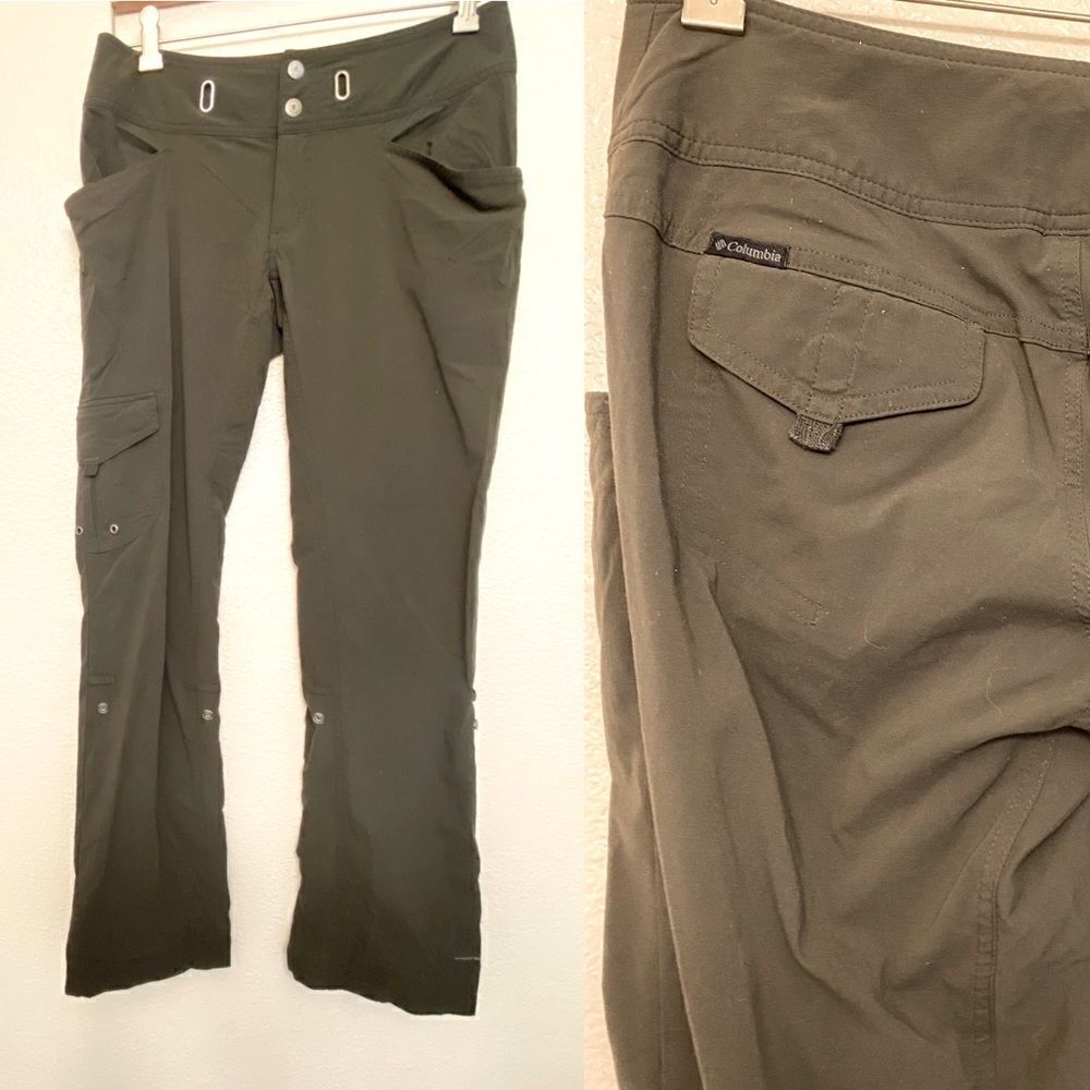 Columbia olive army green long convertible nylon hiking outdoor pants gorpcore 6